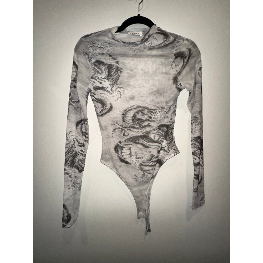 Black Bead sheer Dragon Bodysuit